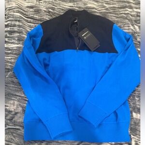 J.Lindeberg Jeff Windbreaker Sweater Merino‎ Wool Navy Blue Quarter Zip (1092)